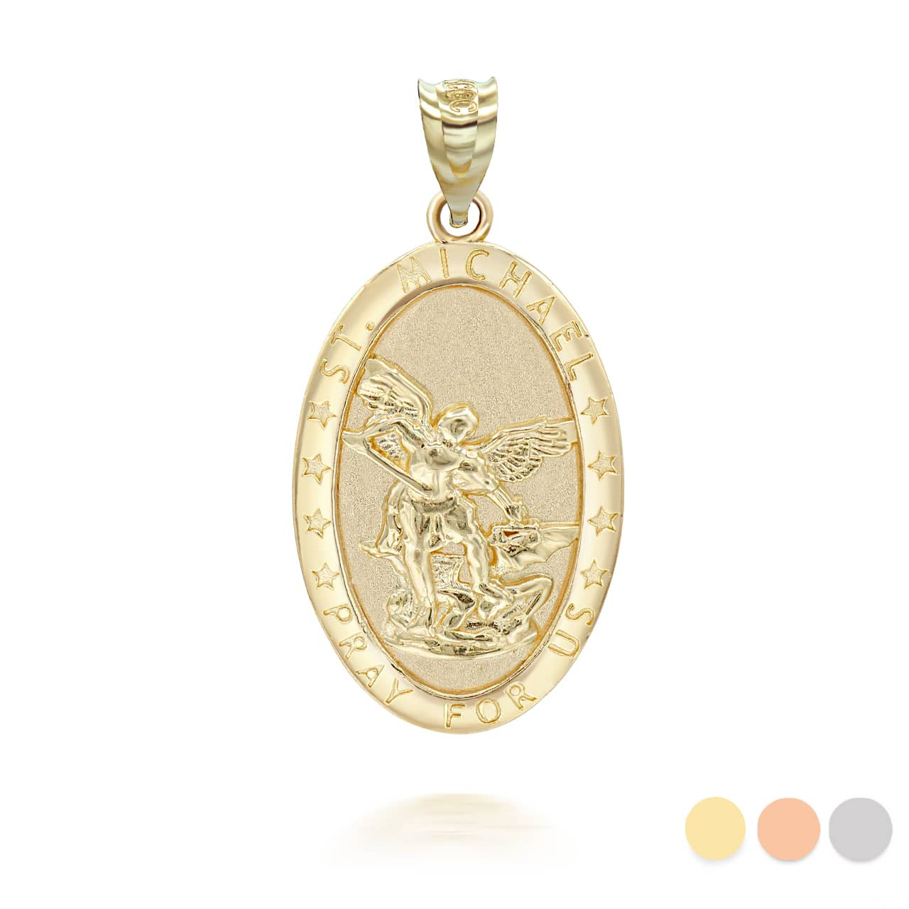 Gold Oval Saint Michael Necklace