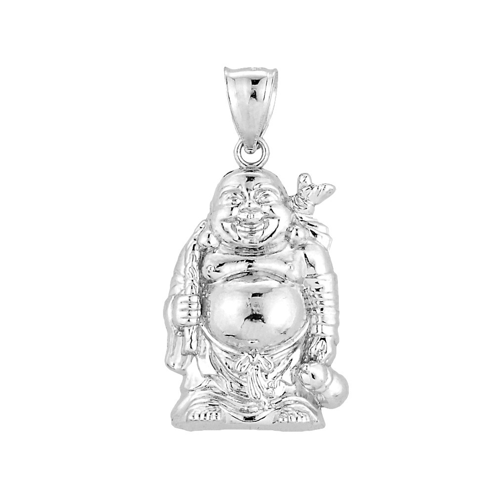 White Gold Buddha Head Pendant 10kt Buddha Head Charm Pendant 14kt