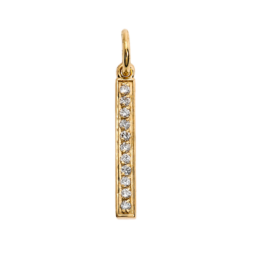 14k Gold Vertical Diamond Bar Necklace Diamond Bar