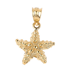 Yellow Gold Sea Star Charm Pendant Necklace