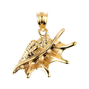 Yellow Gold Sea shell Charm Pendant Necklace