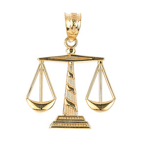 Yellow Gold Scales of Justice Pendant Necklace