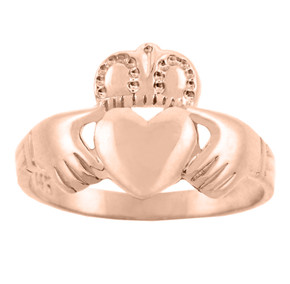 Solid Rose Gold Traditional Claddagh Ring