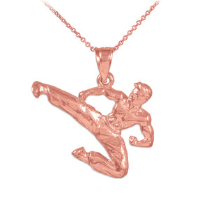 Karate Rose Gold Sports Pendant Necklace