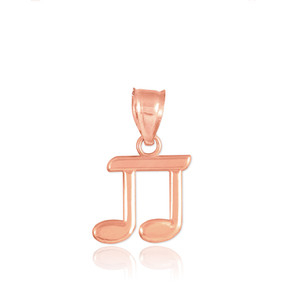 Rose Gold Beamed Eighth Note Pendant Necklace