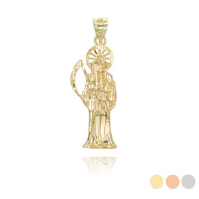 Yellow Gold Santa Muerte Charm Pendant