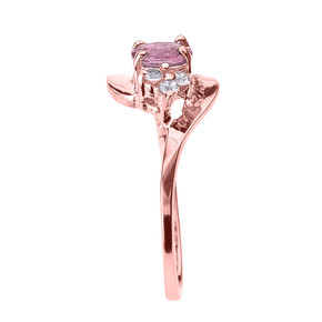 Beautiful Rose Gold Diamond and Pink Sapphire Proposal and Birthstone Ring