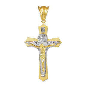 Gold INRI Cross Crucifix Holy Trinity Jesus Christ Pendant(Available In Tri Tone And Two Tone Gold) Gold INRI Cross Crucifix Holy Trinity Jesus Christ Pendant(Available In Tri Tone And Two Tone Gold)