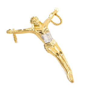 Gold Crossless Crucifix Large Pendant