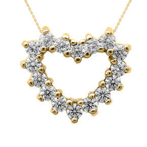 Gold Diamond Open Heart Necklace (Available in Yellow/Rose/White Gold)