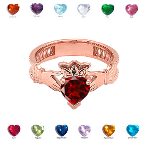 Rose Gold Lab Created CZ Celtic Design Claddagh Proposal Ring