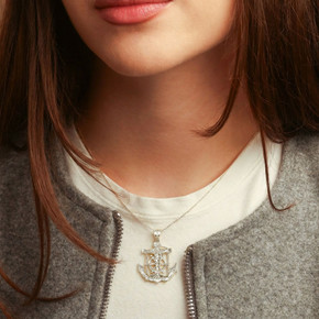 Silver Cross Crucifix Anchor Necklace