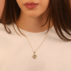 Gold Hibiscus Flower Necklace with Diamonds (Available in Yellow Gold, Rose Gold, White Gold)