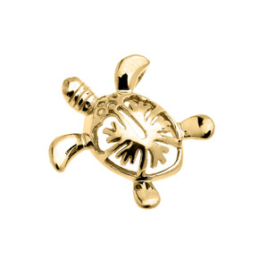 Gold Hawaiian Honu Turtle Hidden Bail Pendant Necklace (Available in Yellow/Rose/White Gold)