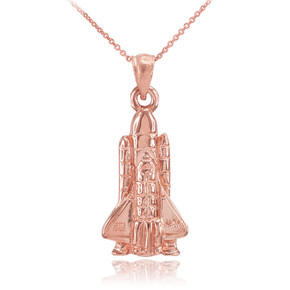 Solid  Gold Space Shuttle Pendant Necklace (Available in Yellow/Rose/White Gold)