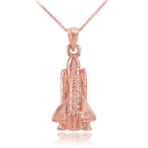 Rose Gold Space Shuttle Pendant Necklace