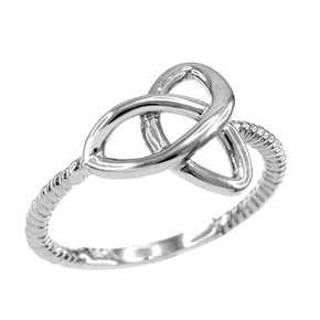 Silver Trinity Knot Roped Band Ring