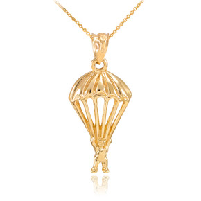 Gold Parachute Skydiving Pendant Necklace