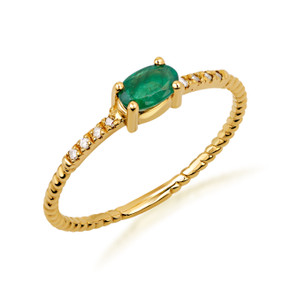 Gold Emerald Birthstone Engagement Ring with Diamonds Gold Emerald Birthstone Engagement Ring with Diamonds