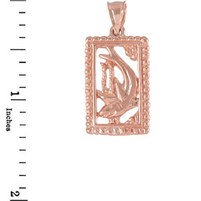 Rose Gold Shark Beaded Frame Pendant Necklace