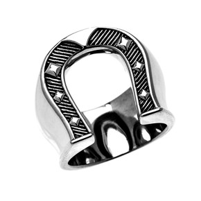 Sterling Silver Bold Horse Shoe Ring for Men