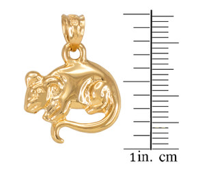 Polished Gold Rat Mouse Charm Necklace (Available in Yellow/Rose/White Gold)