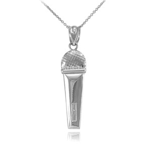 Sterling Silver Microphone Pendant Necklace