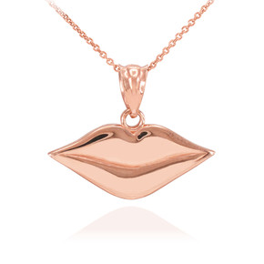 Polished Rose Gold Lips Charm Necklace