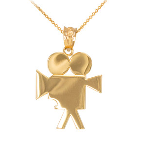 Polished Gold Hollywood Film Animation Camera Pendant Necklace (Available in Yellow/Rose/White Gold)