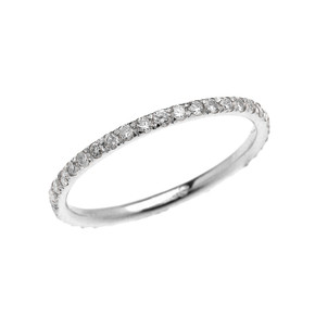 14K White Gold Diamond Pavé Wedding Band Ring