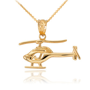 Polished Gold Helicopter Pendant Necklace (Available in Yellow/Rose/White Gold)