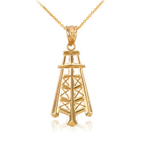 Gold Oil Well Tower Pendant (Available in Yellow/Rose/White Gold)