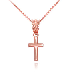 Gold Smooth Mini Cross Necklace (Available in Yellow/Rose/White Gold) Gold Smooth Mini Cross Necklace (Available in Yellow/Rose/White Gold)