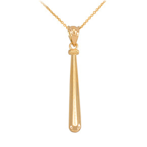 Polished Gold Baseball Pendant Necklace