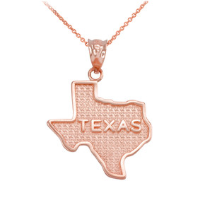 Rose Gold Texas State Map Pendant