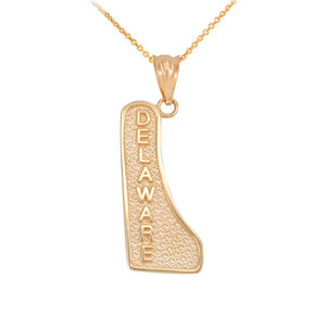 Gold Delaware State Map Pendant Necklace(Available Yellow/Rose/White Gold) Gold Delaware State Map Pendant Necklace(Available Yellow/Rose/White Gold)