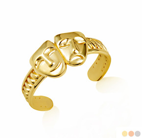 Gold Drama & Theatre Masks Toe Ring