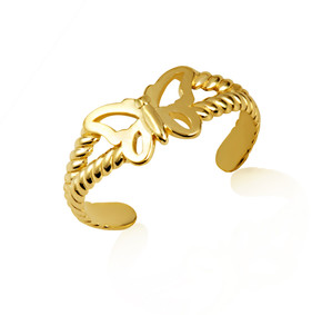 Gold Butterfly Rope Toe Ring