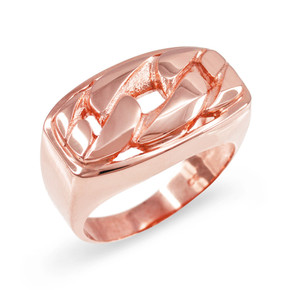 Rose Gold Cuban Link Statement Ring