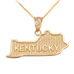 Gold Kentucky State Map Pendant Necklace (Available in Yellow, Rose and White) Gold Kentucky State Map Pendant Necklace (Available in Yellow, Rose and White)