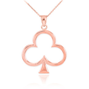 Rose Gold 3 Leaf Clover Lucky Shamrock Clubs Pendant Necklace