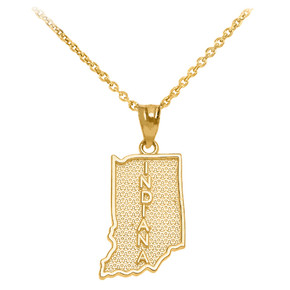 Gold Indiana State Map Pendant Necklace (Available in Yellow, Rose and White)