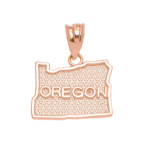 Rose Gold Oregon State Map Pendant Necklace