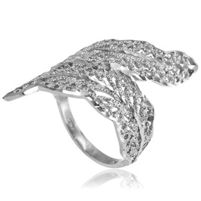 Sterling Silver Diamond Cut Filigree Laurel Wreath Leaf Ring