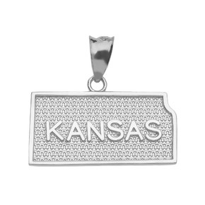 Sterling Silver Kansas State Map Pendant Necklace Sterling Silver Kansas State Map Pendant Necklace