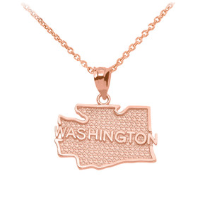 Gold Washington State Map Pendant Necklace(Available in Yellow/Rose/White Gold)