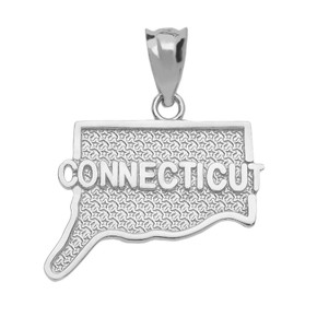 Sterling Silver Connecticut State Map Pendant Necklace