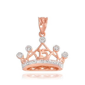 Rose Gold Quince Crown Pendant Necklace