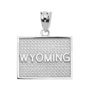 Sterling Silver Wyoming State Map Pendant Necklace