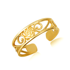 Yellow Gold Woman's Charming Rose Toe Ring